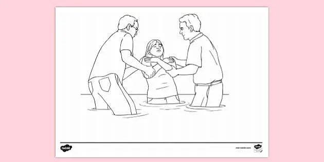 coloring pages of a baptism