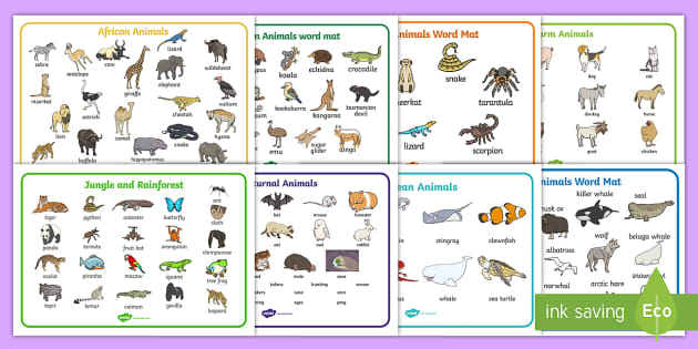 أسماء الحيوانات بالإنجليزية حسب موطنها