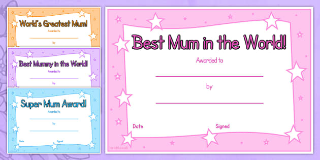 Mothers Day Certificate (teacher made) - Twinkl