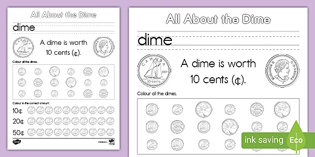 All About The Canadian Dime Money Worksheet - Math