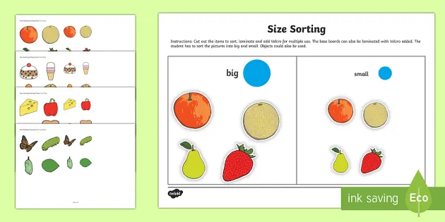 Preschool Size Activity Montessori Match Busy Binder Learning Resources Winter Theme Sort by Size Worksheet Size Sorting Game