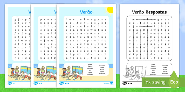 Caça palavras diferenciado de verão (professor feito)