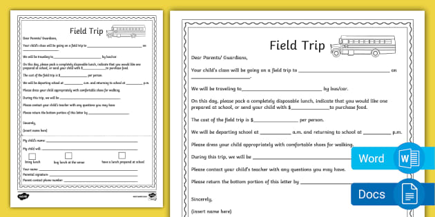 editable field trip letter