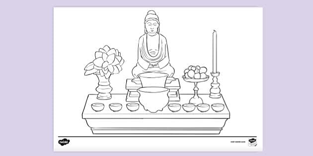 FREE! - Buddhist Shrine Colouring Sheet | Colouring Sheets