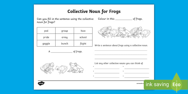 Collective Noun Frogs Worksheet (Teacher-Made) - Twinkl