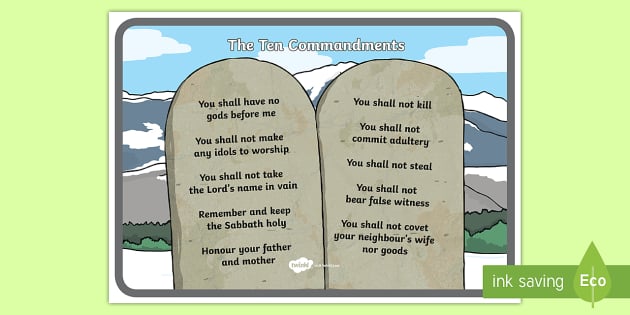 Ten Commandments Stone Tablet Display Poster teacher Made 