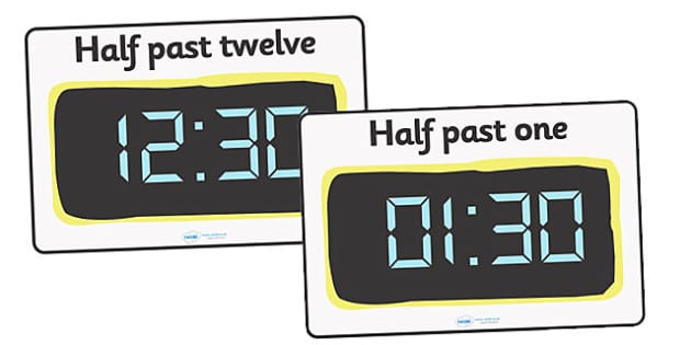 Digital Clocks - Half Past - Time resource, digital clock ...