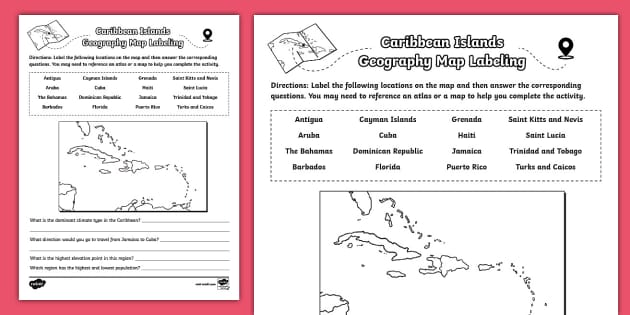 Caribbean Islands Geography Map Labeling Activity For 6th 8th Grade Us Ss 1675525099 Ver 2 