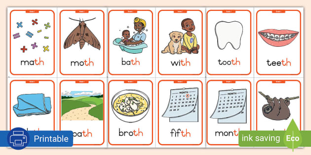 Grade 1 Phonics: Ending -th Sound Flashcards - Twinkl