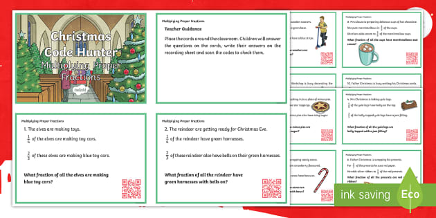 Y6 Multiplying Fractions Christmas QR Challenge Cards