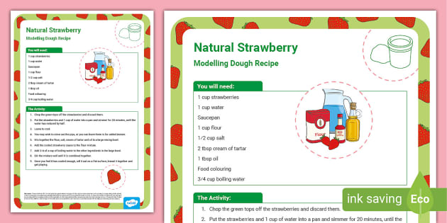 Natural Strawberry Playdough Recipe (teacher made) - Twinkl