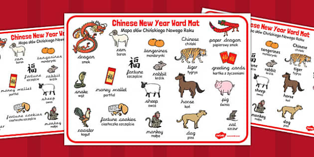 Chinese New Year Word Mat Polish Translation (teacher made)