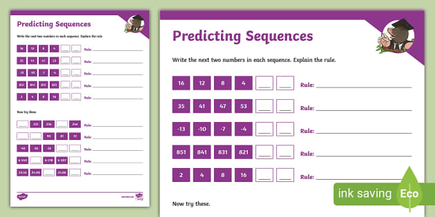 Predicting Sequences Worksheet | Maths Resources KS2