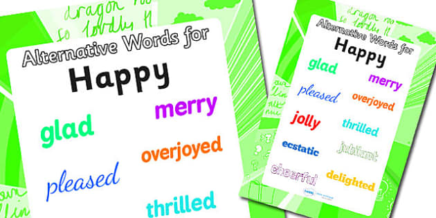 Alternative Words For Happy Display Poster (Large) - Twinkl