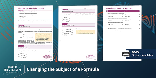 Changing The Subject Of A Formula Algebra Beyond Maths   T M 1666015256 Changing The Subject Of A Formula Revision Ver 2 