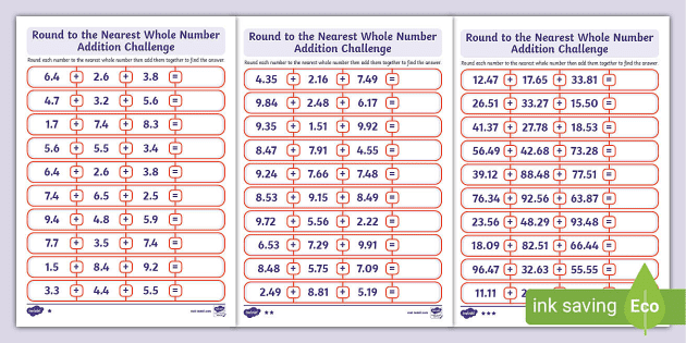 1 Round Decimals with 1 Decimal Place to the Nearest Whole Number 