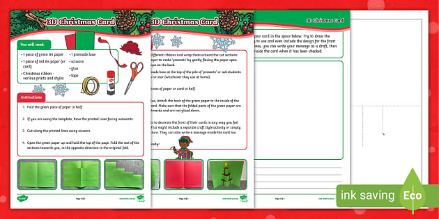 3D Christmas Card Activity - F-2 - Events (teacher made)