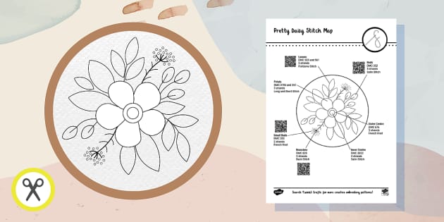 Daisy Flower Embroidery Pattern Printable PDF (Teacher-Made)