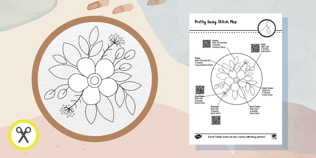 Daisy Flower Embroidery Pattern Printable PDF (teacher made)