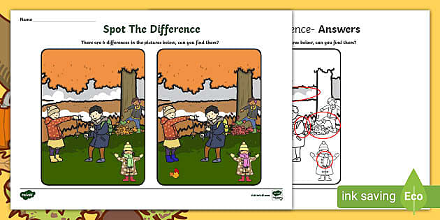 Autumn Spot The Difference Activity Hecho Por Educadores 