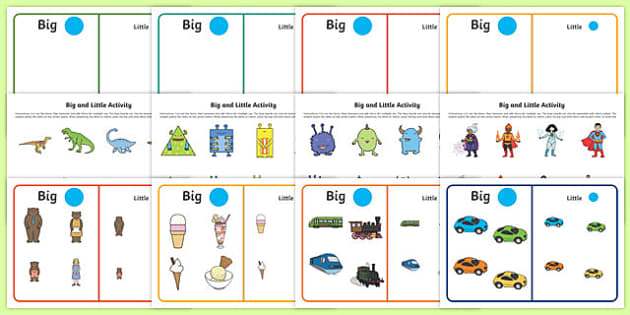 Match the Sizes: Big, Medium, Small Free Games, Activities, Puzzles, Online for kids, Preschool, Kindergarten