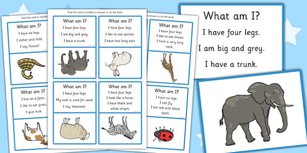 What Am I Guessing Game Cards Animal Themed - animals, SEN