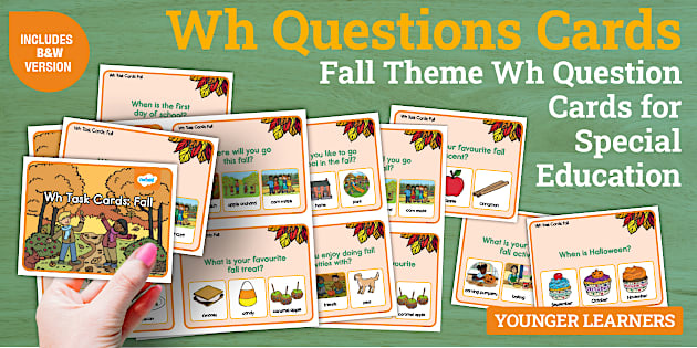 Fall Theme Wh Question Cards for Special Education