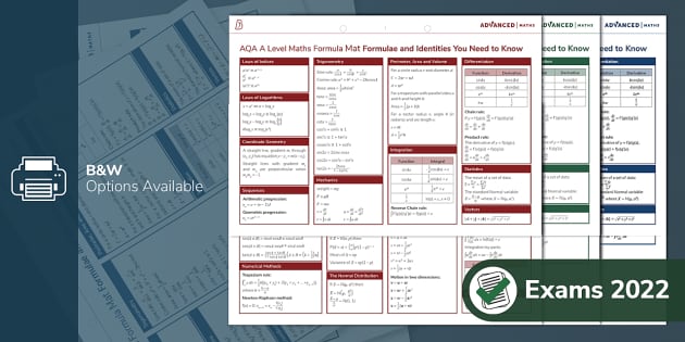 👉 A Level Maths Formulae to Learn and Given Formulae