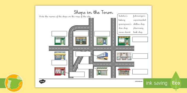 A1 Ficha De Actividad Las Tiendas De La Ciudad En Ingles