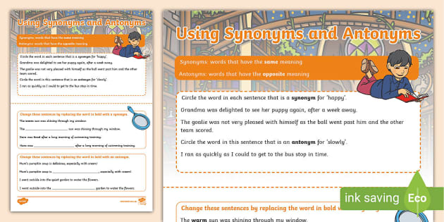 Au L 1638245366 Using Synonyms And Antonyms Activity Sheet Ver 1 
