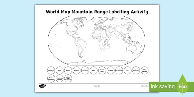 world map of mountains