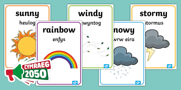 Welsh Weather Words - Display Posters - Learning Resources