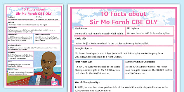 10 Facts about Sir Mo Farah Display Poster (teacher made)