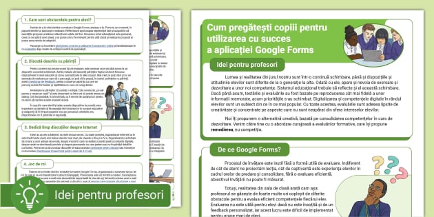 GRATUIT Cum pregătești copiii pentru utilizarea aplicației Google Forms – Idei pentru profesori