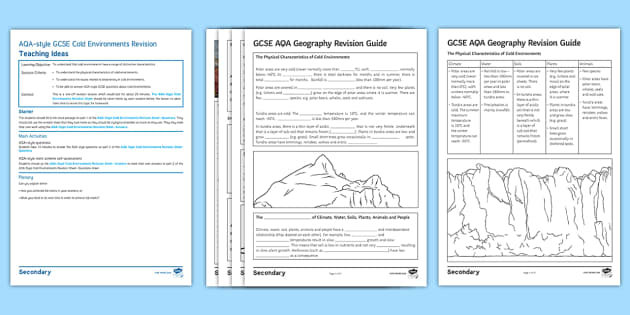 AQA-Style Cold Environments Revision Sheet Activity Pack