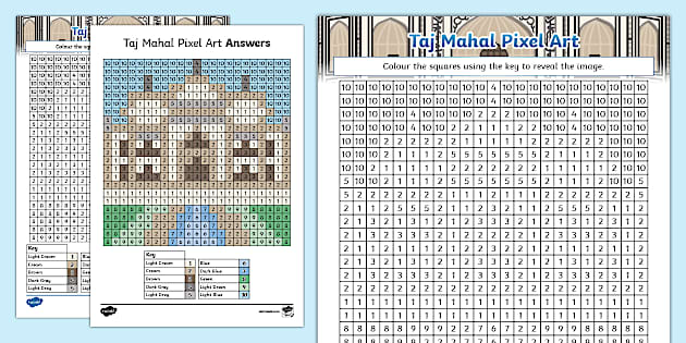 Taj Mahal Pixel Art Template (Teacher-Made) - Twinkl