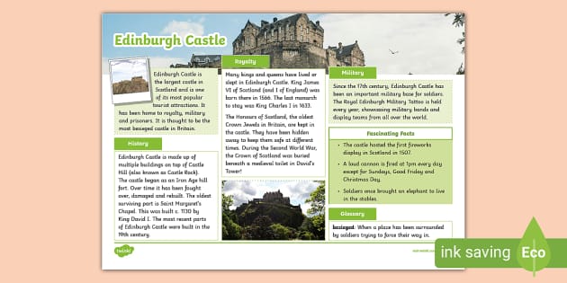 KS2 Edinburgh Castle Fact File Twinkl