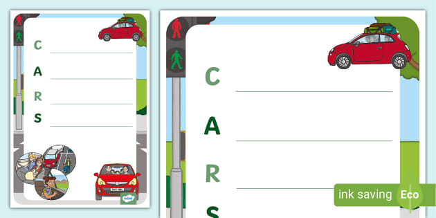 Cars Acrostic Poem Template (teacher made) - Twinkl