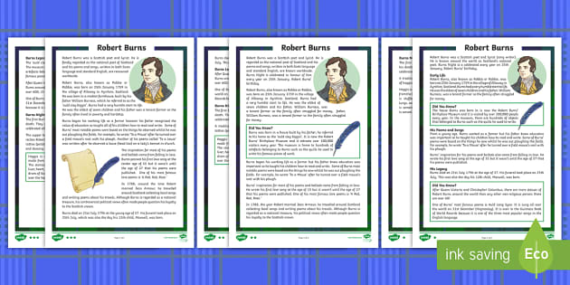 Robert Burns Comprehension Activity (teacher made) - Twinkl