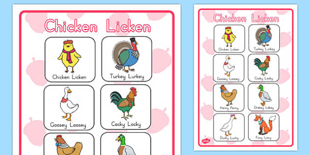 Chicken Licken Vocabulary Poster (teacher made) - Twinkl