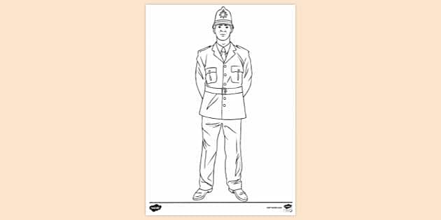 Black and White Funny Policeman Drawing