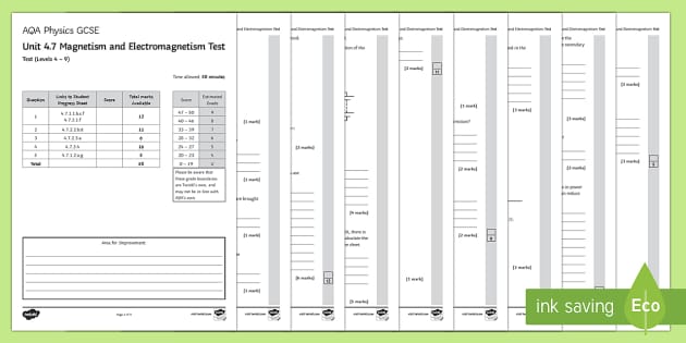 AQA Physics (Separate) Unit 7 Magnetism And Electromagnetism Test