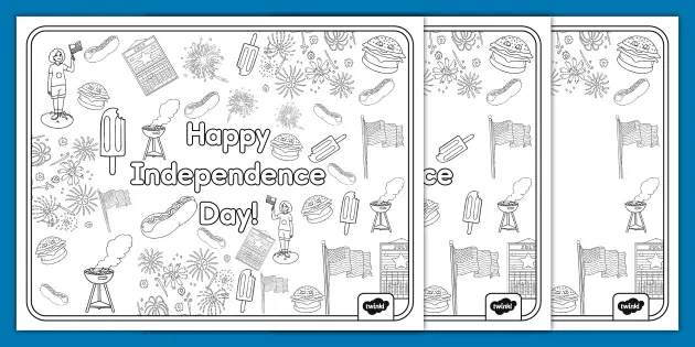 independence day pictures to color
