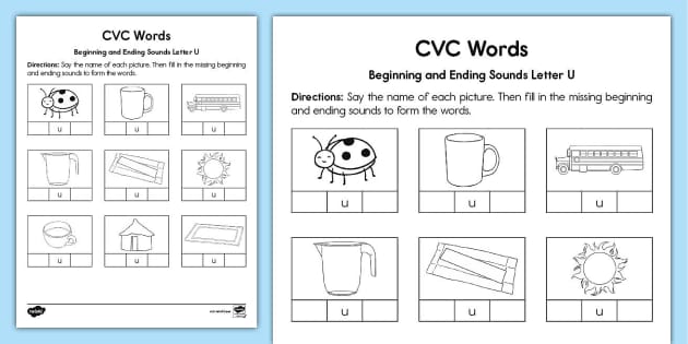 CVC Words Beginning and Ending Sounds Letter O Worksheet