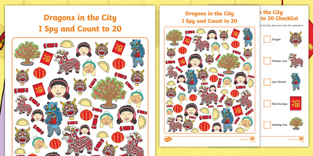 Dragons in the City I Spy and Count Activity to 20 - Twinkl