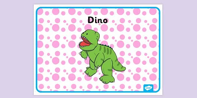 Pink cartoon dinosaur. Children's illustration for a poster