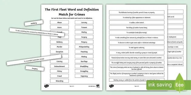 crime vocabulary exercises primary resources