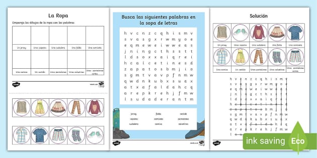 Spanish Clothes 3 Worksheet / Worksheet, worksheet - Twinkl
