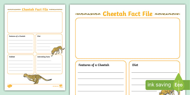 New Cheetah Fact File Template Teacher Made 9679