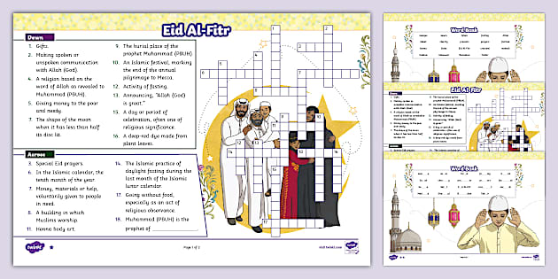 Eid Al Fitr Vocabulary Crossword Worksheets Twinkl